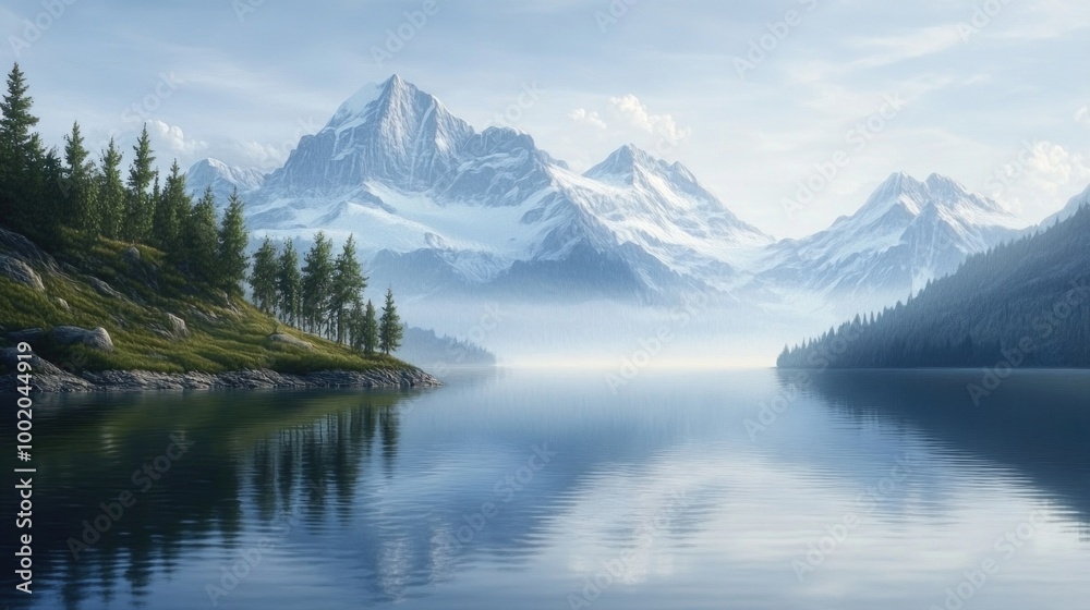 Mountain Range with Lake Mountain Range with Lake