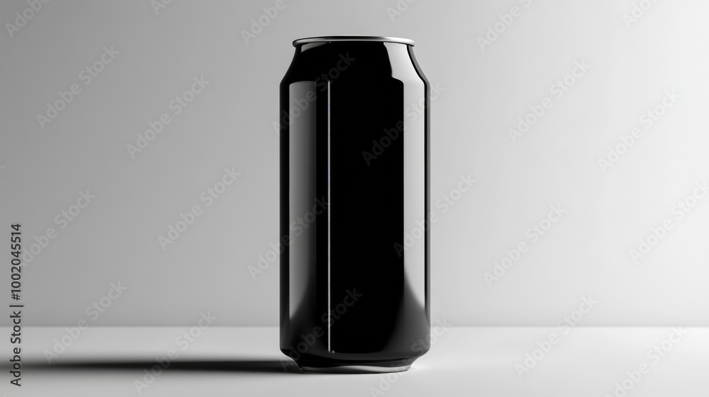 Black soda can on plain background, minimalist Black soda can on plain background, minimalist