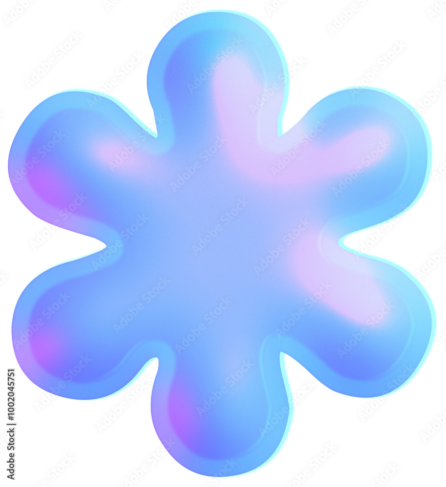 Obraz premium 3D Holographic liquid Y2k Chrome bubble alphabet Asterisk Symbol