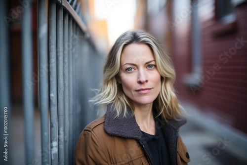 Portrait of a beautiful woman in the city. Shallow depth of field.