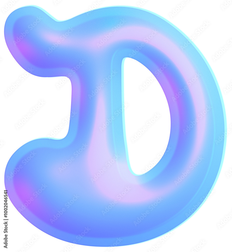 3D Holographic liquid Y2k Chrome bubble alphabet Letter D 3D Holographic liquid Y2k Chrome bubble alphabet Letter D