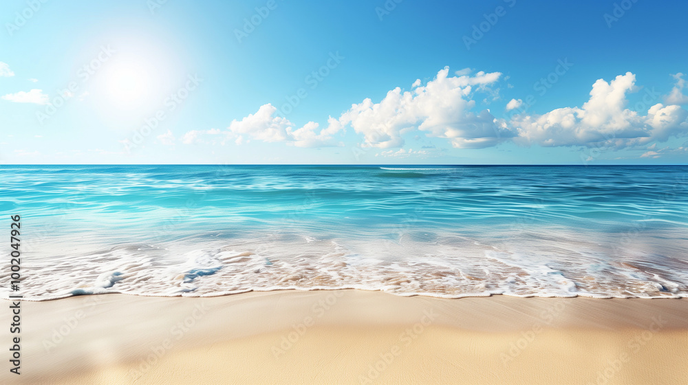 An empty beach and calm sea with a clear horizon, offering a serene background with ample copy space.
An empty beach and calm sea with a clear horizon, offering a serene background with ample copy space.