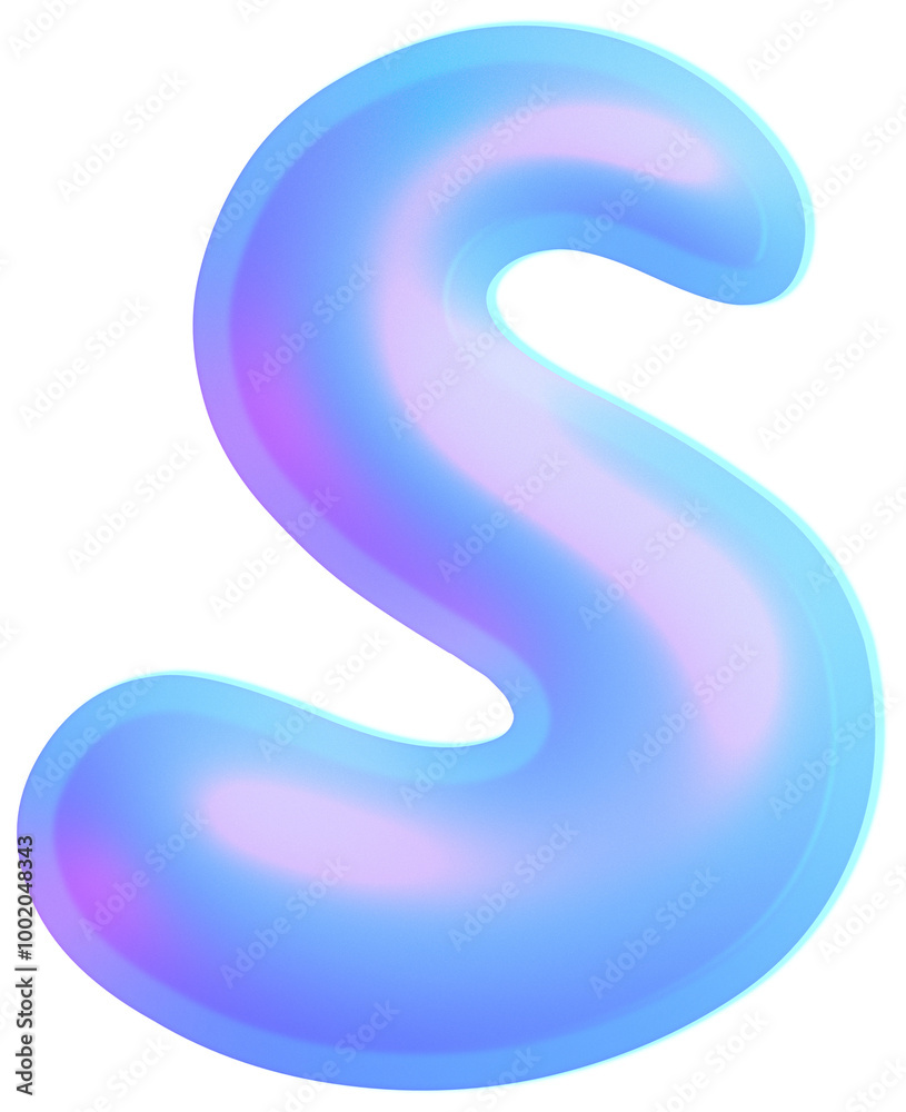 3D Holographic liquid Y2k Chrome bubble alphabet Letter S 3D Holographic liquid Y2k Chrome bubble alphabet Letter S