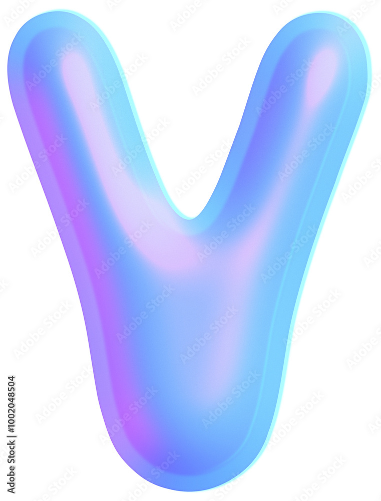 3D Holographic liquid Y2k Chrome bubble alphabet Letter V 3D Holographic liquid Y2k Chrome bubble alphabet Letter V