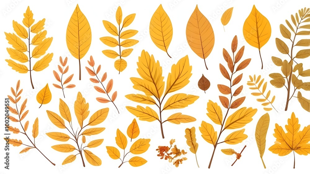 Autumn leaves illustration set Autumn leaves illustration set