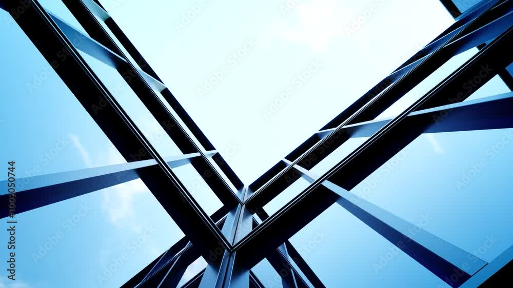 Skyscraper corporate office building with glass window, 3d rendering of modern architecture	
