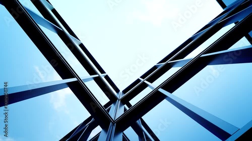 Skyscraper corporate office building with glass window, 3d rendering of modern architecture	
