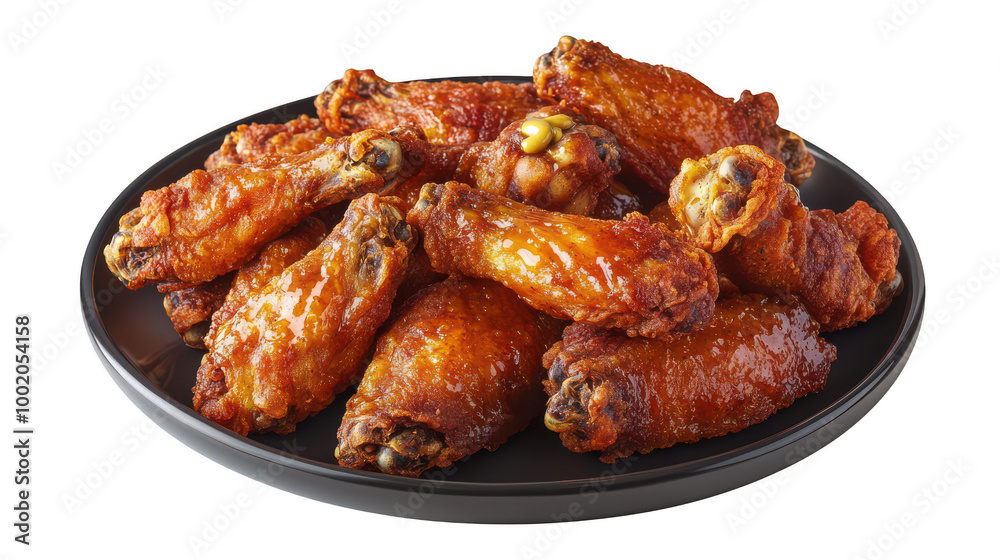 Spicy Chicken Wings on a Black Plate Spicy Chicken Wings on a Black Plate