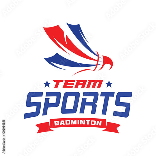 Badminton championship shuttlecock logo design vector