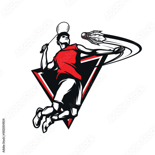 Badminton Smasher shuttlecock logo design vector