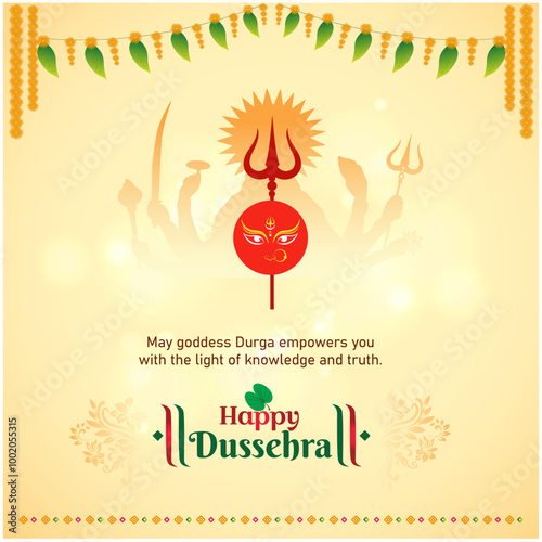 Maa Durga, Happy Dussehra Creative Social Media Post Template. Indian Festival Greetings, Wishes