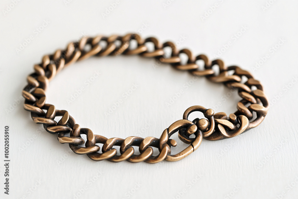 Fototapeta premium close-up of a gold chain bracelet on a white background
