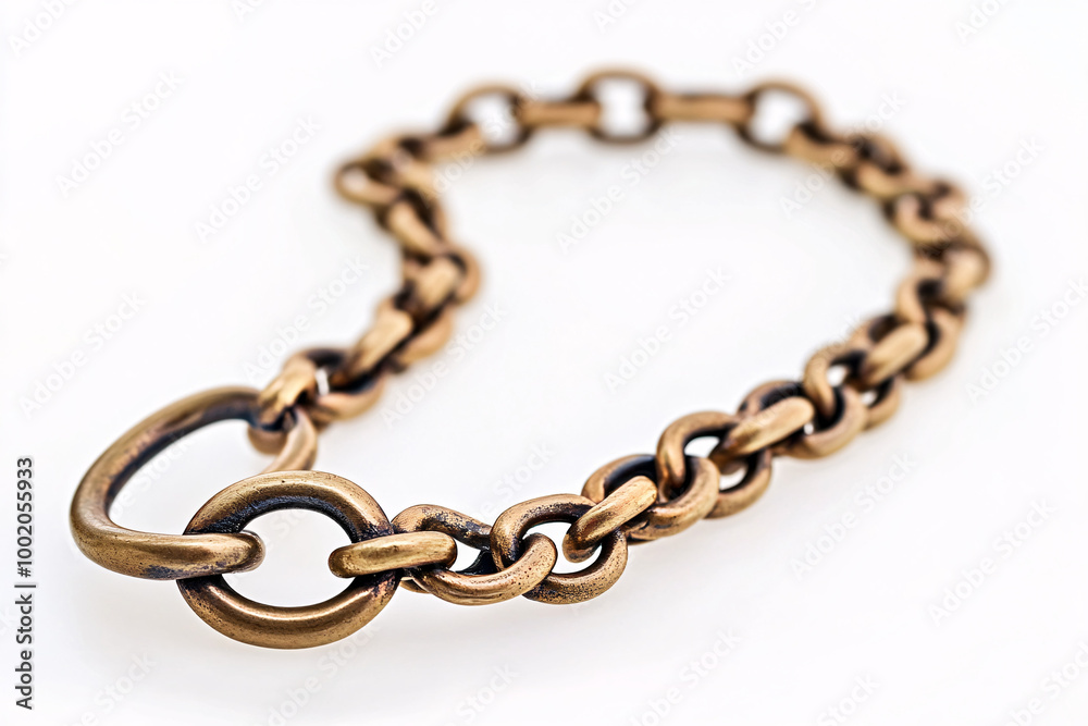closeup of a gold chain bracelet on white background closeup of a gold chain bracelet on white background
