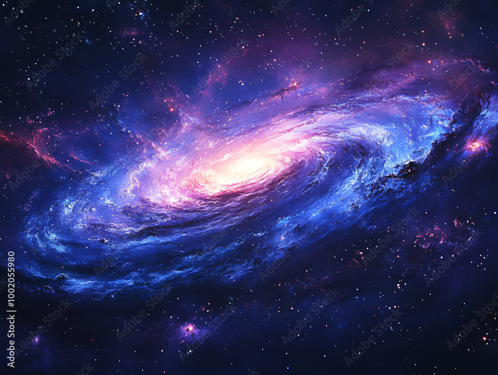 Fototapeta premium blue and purple swirling galaxy in space - cosmic nebula artwork