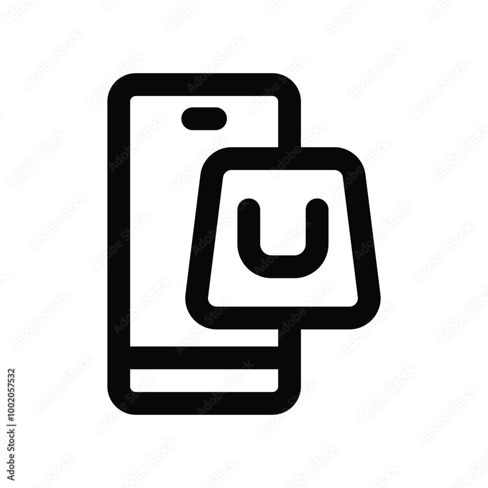 mobile shopping icon. vector line icon for your website, mobile, presentation, and logo design. mobile shopping icon. vector line icon for your website, mobile, presentation, and logo design.