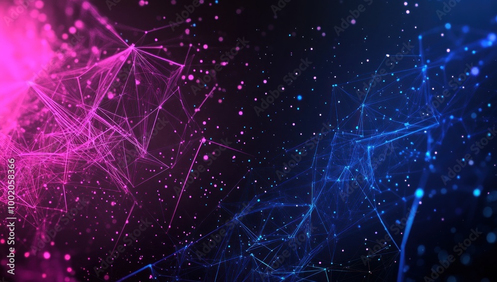 Fototapeta premium Abstract Digital Network with Pink and Blue Lines