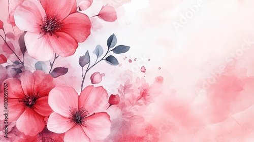 Elegant Pink Floral Watercolor Background in Pastel Hues