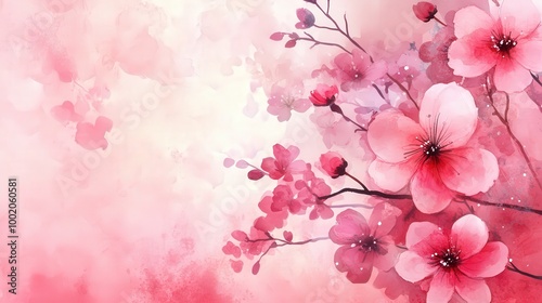 Wallpaper Mural Pink Floral Watercolor Background Ideal for Designs Torontodigital.ca