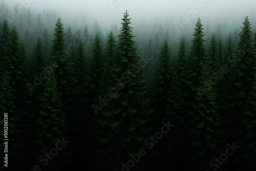 Amazing aerial view of a pine trees forest like an abstract pattern
