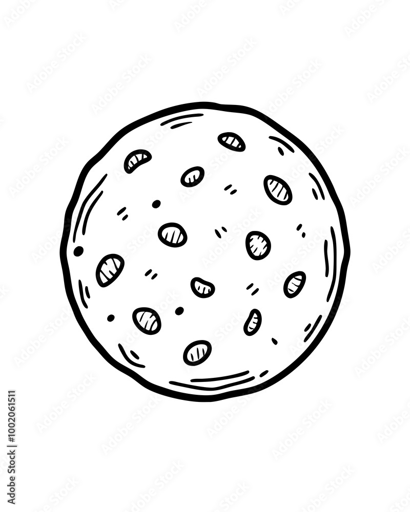 Chocolate chip Cookies Baking sweet snack vector line art Chocolate chip Cookies Baking sweet snack vector line art