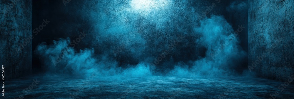 Fototapeta premium Mysterious Blue Smoke in a Dark Room