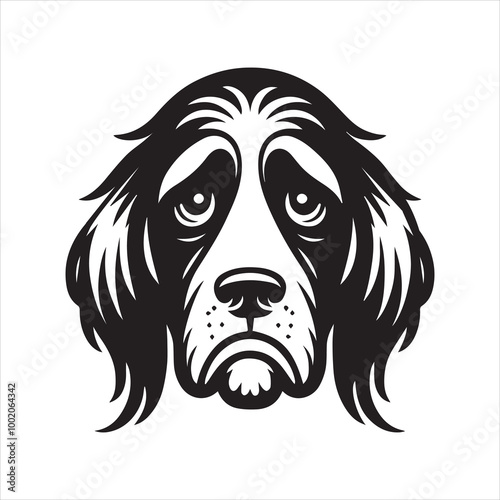 Gordon Setter Dog Face Clipart Design - Dog Face Logo - Gordon Setter Vector illustration in black and white
