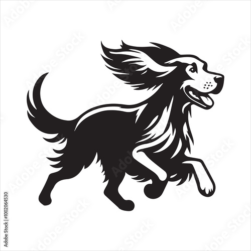 Gordon Setter Dog Clipart Design -  Gordon Setter Vector illustration in black and white
