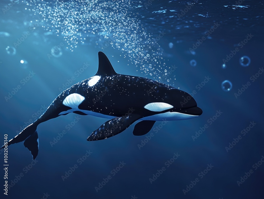 Obraz premium Swimming Orca Underwater