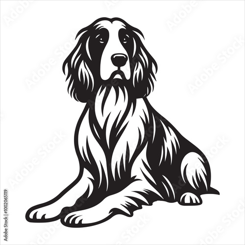 Gordon Setter Dog Clipart Design -  Gordon Setter Vector illustration in black and white
