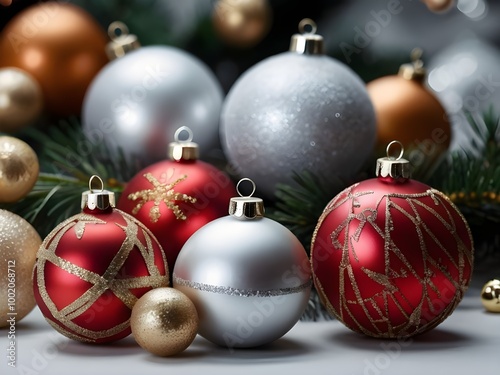 christmas balls and decorations background