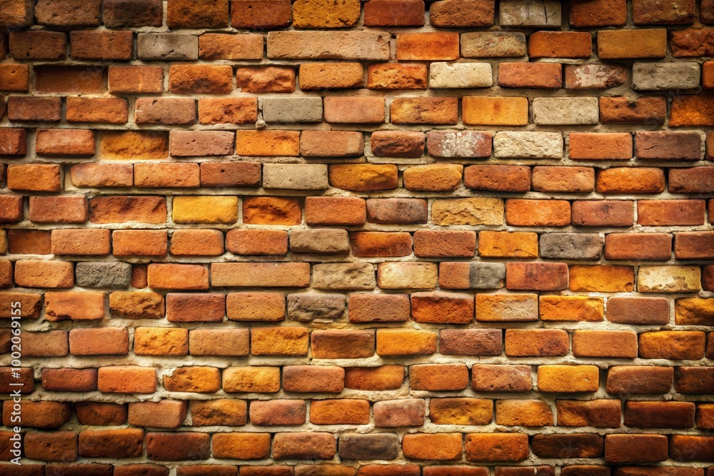 Obraz premium Red brick wall close-up with worn texture and mortar