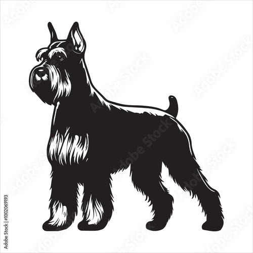 Giant Schnauzer Dog Clipart Design  - Giant Schnauzer Vector illustration in black and white
