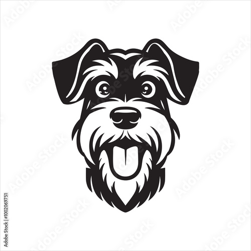 Giant Schnauzer Dog Face Clipart Design - Dog Face Logo - Giant Schnauzer Vector illustration in black and white 