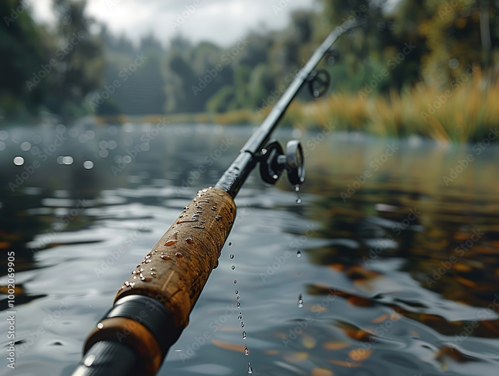 Fishing Rod by the River: A Moment of Tranquility Fishing Rod by the River: A Moment of Tranquility