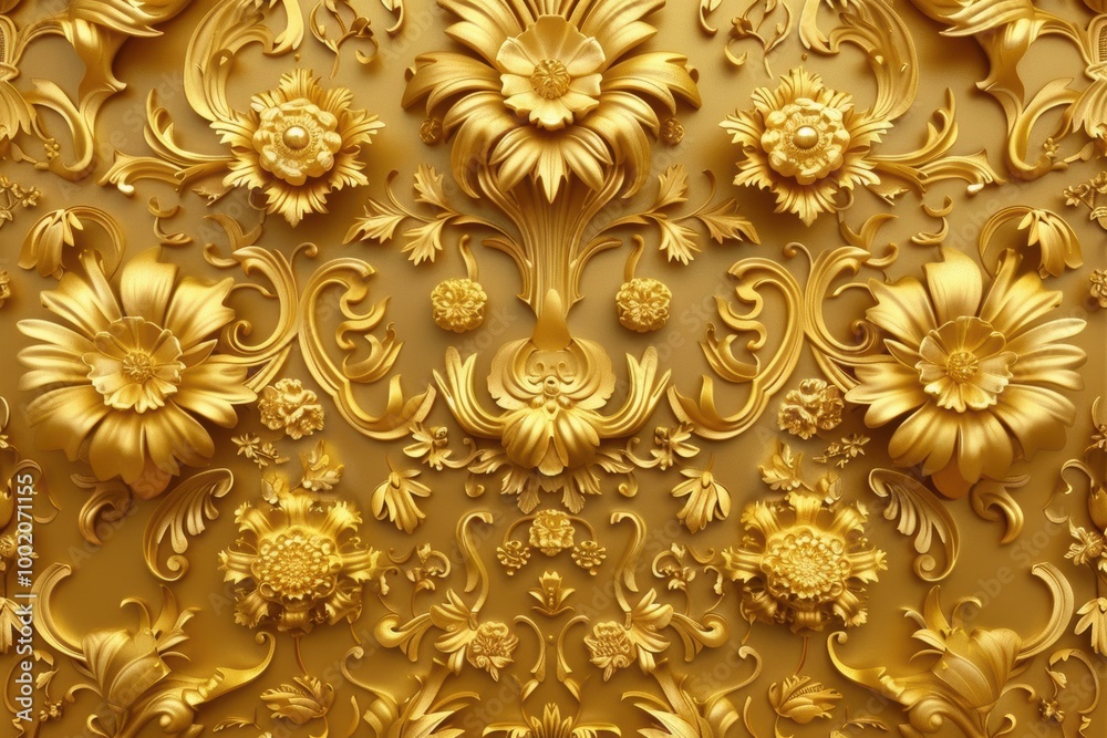 seamless gold background with intricate tile design is perfect for use in any decorative project. Ornate patterns and luxurious feel make it ideal for adding touch of elegance surface. seamless gold background with intricate tile design is perfect for use in any decorative project. Ornate patterns and luxurious feel make it ideal for adding touch of elegance surface.