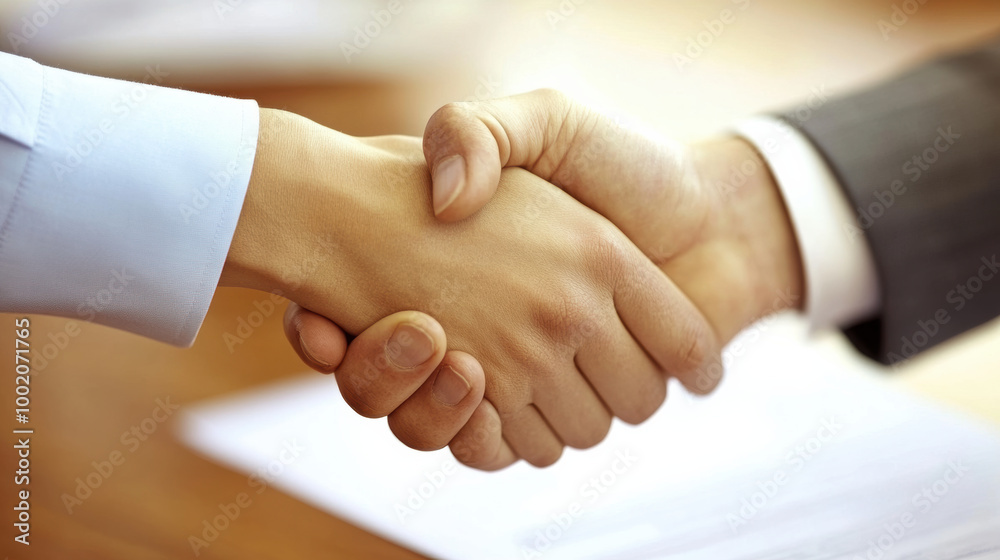 close up of hands shaking over signed contract, symbolizing agreement and partnership. This moment captures essence of collaboration and trust in business dealings close up of hands shaking over signed contract, symbolizing agreement and partnership. This moment captures essence of collaboration and trust in business dealings