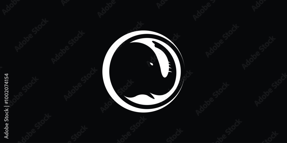 elephant illustration logo, on a black background elephant illustration logo, on a black background