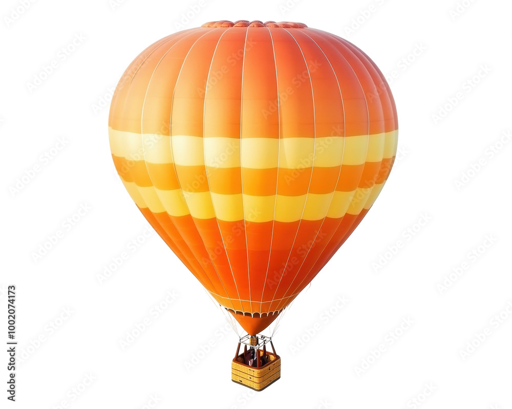 Fototapeta premium A vibrant orange and yellow hot air balloon ready for flight.