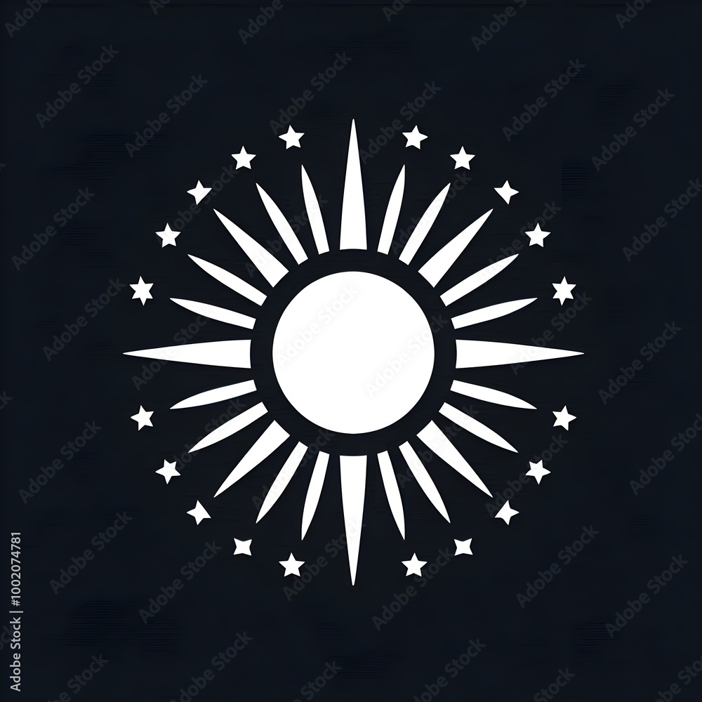 Sun with Star Icon Isolated in Black Background. Sun Logo Symbol Vector Design for Graphic Resources Sun with Star Icon Isolated in Black Background. Sun Logo Symbol Vector Design for Graphic Resources