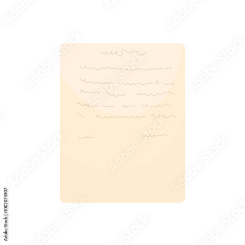 An old letter with text handwritten in a cartoon style on a white background. Handwritten letter, explanatory letter, statement, etc.