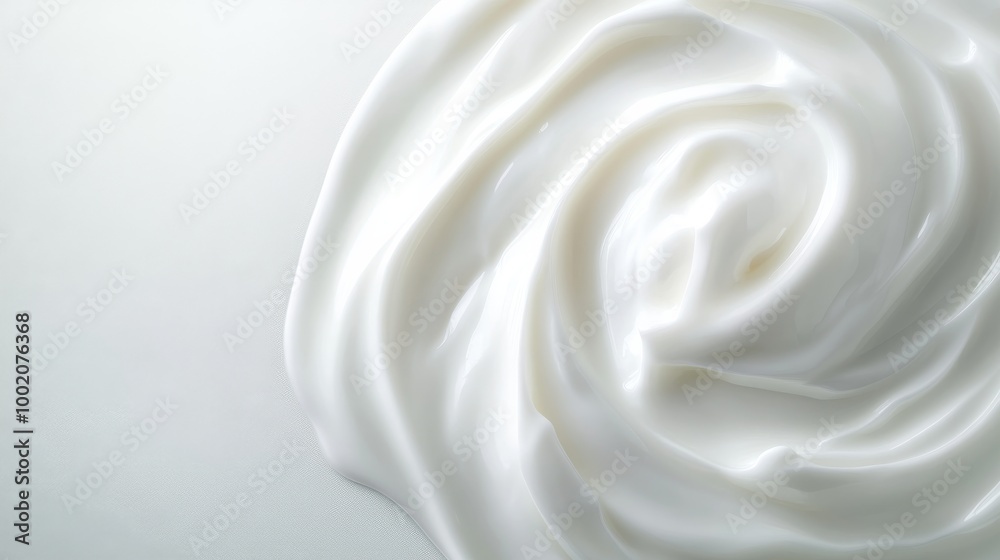 A smooth wave of glossy white cream cascades in a spiral motion, displaying luxurious texture and lighting that enhances its aesthetic appeal. Perfect for beauty or culinary products A smooth wave of glossy white cream cascades in a spiral motion, displaying luxurious texture and lighting that enhances its aesthetic appeal. Perfect for beauty or culinary products