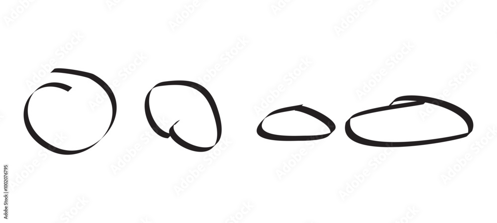 Hand drawn doodle circle highlights. Brush marker pen round ovals. Round scrawl frames. Vector illustration. Hand drawn doodle circle highlights. Brush marker pen round ovals. Round scrawl frames. Vector illustration.