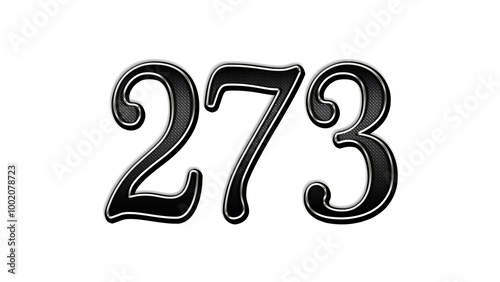 black metal 3d design of number 273 on white background.