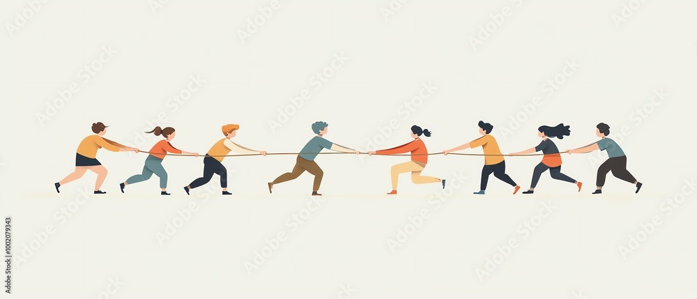 People playing tug-of-war in a competitive game People playing tug-of-war in a competitive game
