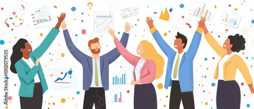 Diverse team celebrating success.