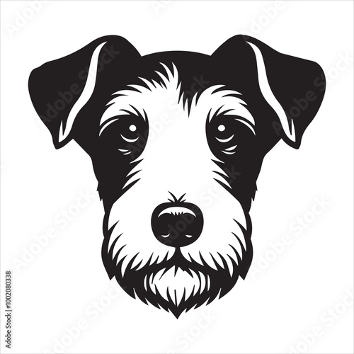 Fox Terrier Dog Face Clipart Design - Dog Face Logo - Fox Terrier Vector illustration in black and white

