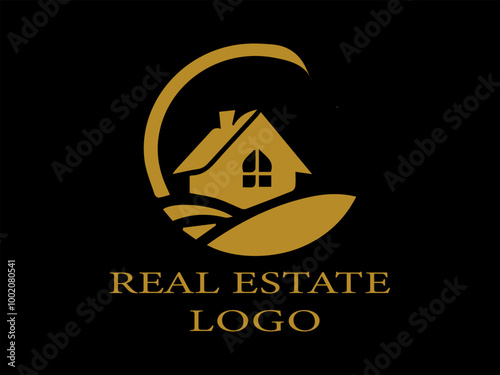 Black Gold Real Estate Vector Logo, Luxury Logo Design for Property, Visual Identity for Property Business