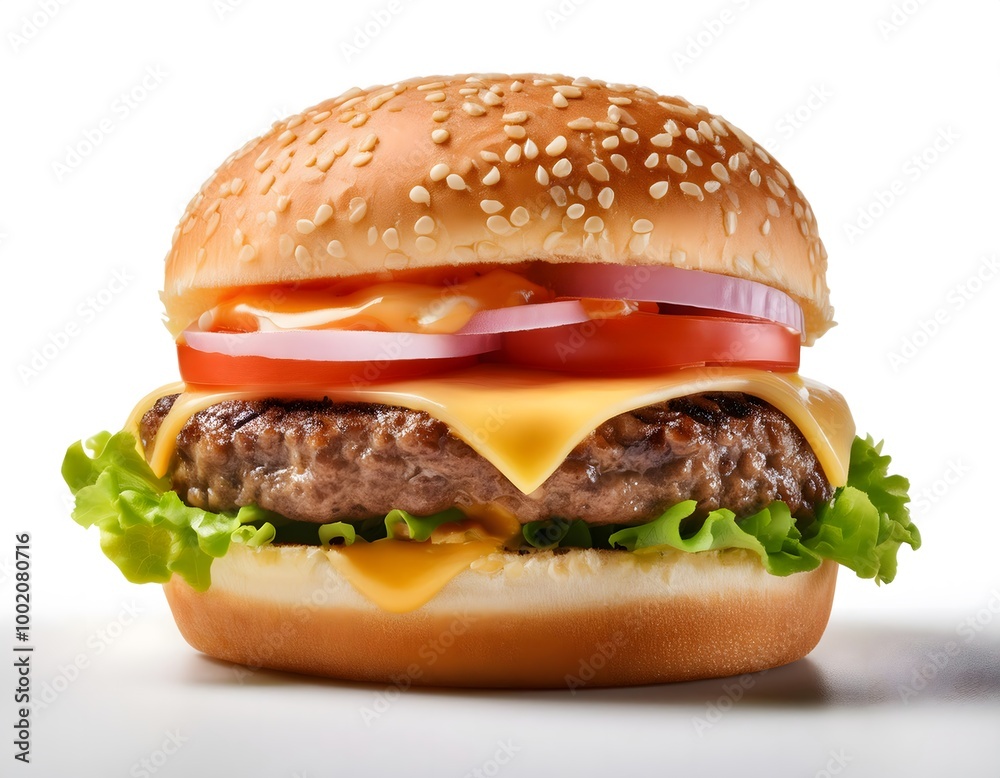 Classic Cheeseburger on a White Background Classic Cheeseburger on a White Background