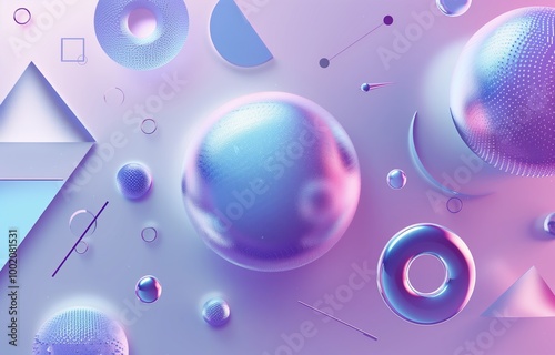A delicate composition of pastel bubbles and pearls with a reflective, shimmering quality. Ideal for cosmetic ads, skincare product promotions, or a cute branding background.