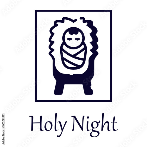 Flat icon with the manger of Jesus. Vector on white background